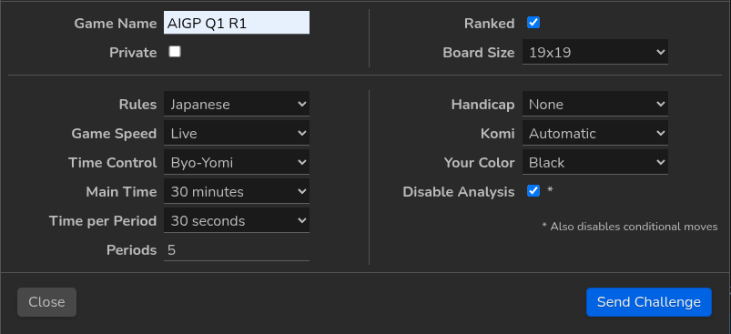 Game Settings Game settings